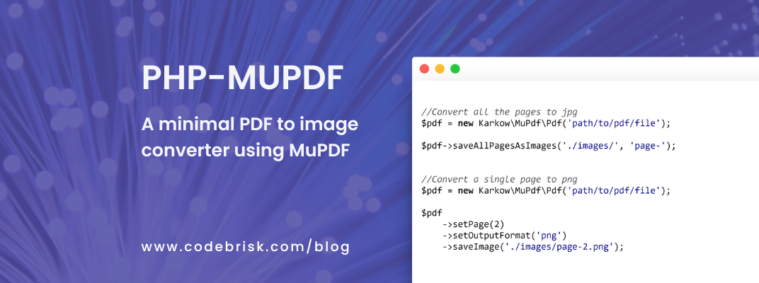 A Minimal PDF to Image Converter using PHP MuPDF Package